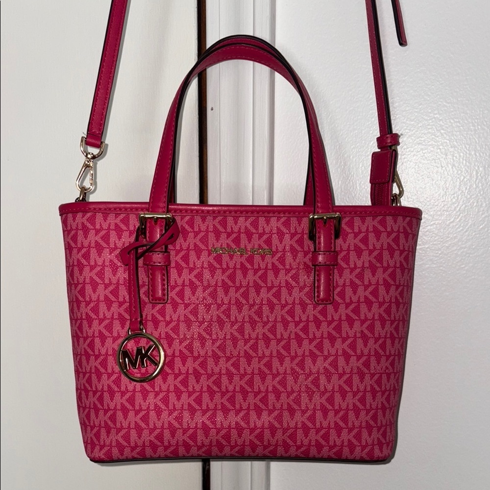 Michael Kors Pink Logo Tote with Gold Hardware